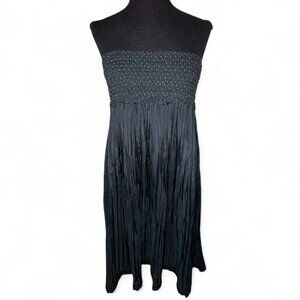 Express 100% Silk Strapless Tube Top Dress Beaded Pleated Size Small